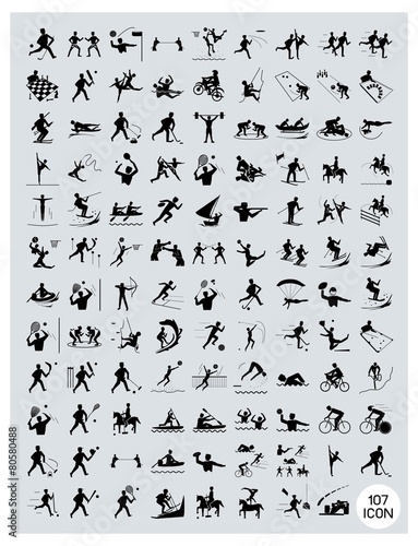 A Set of Black and Gray Sport Icons