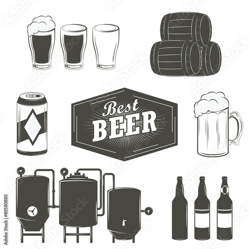 Vintage beer emblems, labels and design elements