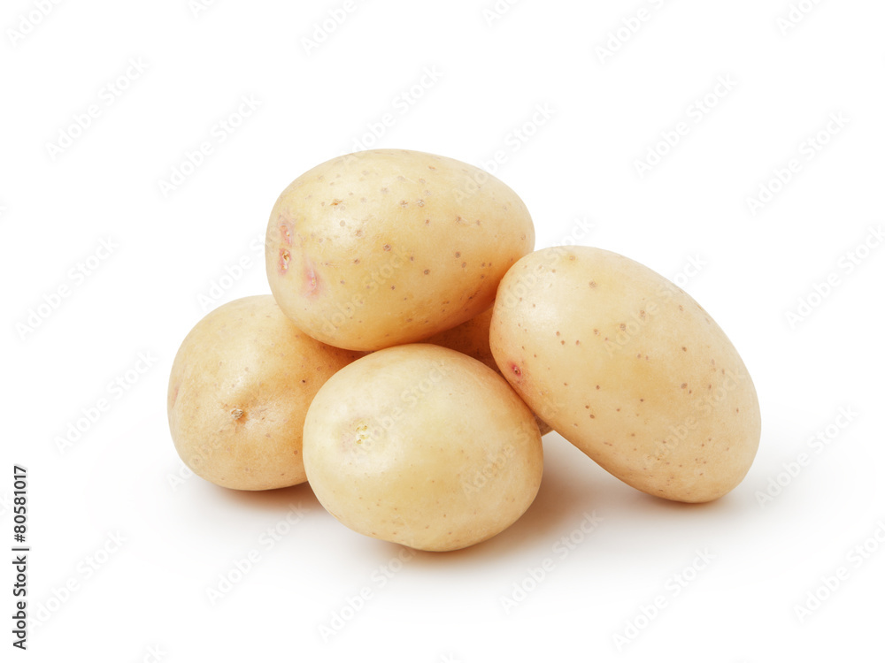 heap of baby potatoes isolated on white heap of baby potatoes isolated on white