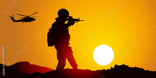 Silhouette Guerre soleil