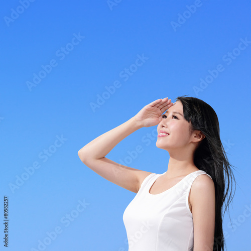 Beautiful woman with blue sky
