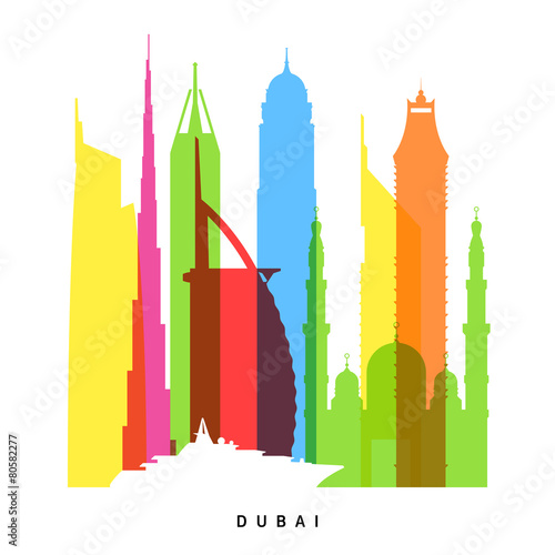 Dubai landmarks bright collage