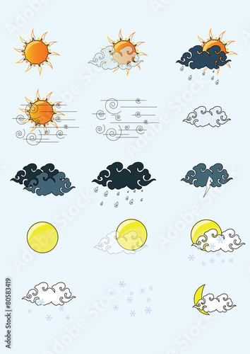 vector icon sun cloud weather illustrator concept
