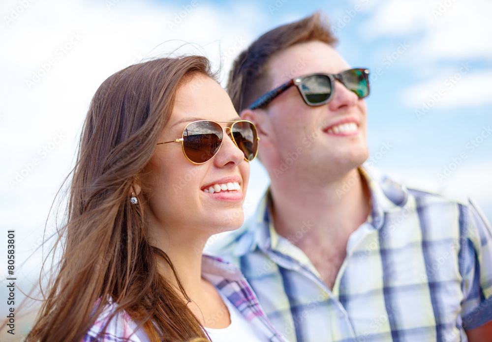 smiling teenagers in sunglasses having fun outside smiling teenagers in sunglasses having fun outside