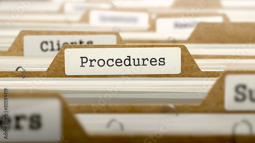 Procedures Concept with Word on Folder. photo