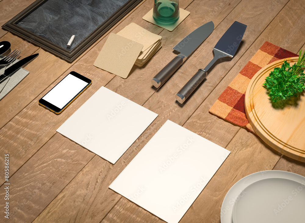 Mock up template with cooking utensil. Mock up template with cooking utensil.