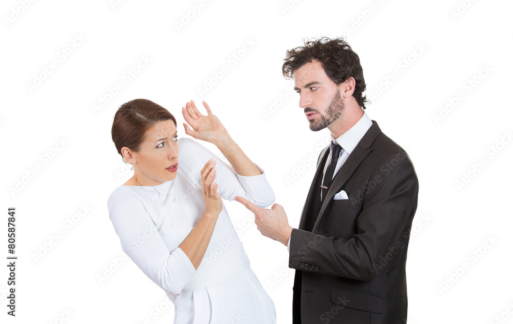 Woman victim of domestic violence, abuse man about to beat wife Woman victim of domestic violence, abuse man about to beat wife