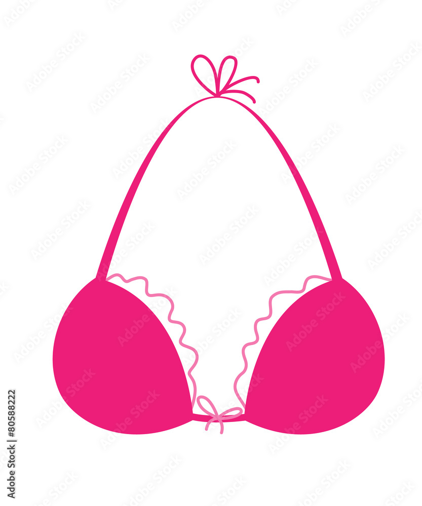 Pink bra icon - simle style drawing. Stock Vector