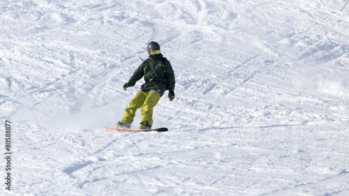 snowboarder rides