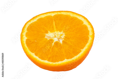 sliced half orange isolated on white background
