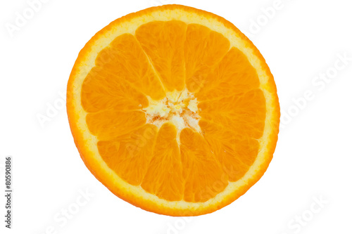 sliced half orange isolated on white background