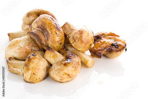 Fried mashrooms isolated on white background