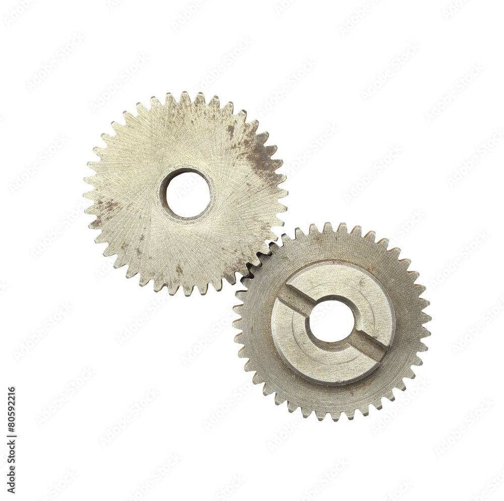 Copper and gold gear isolated on white background Copper and gold gear isolated on white background