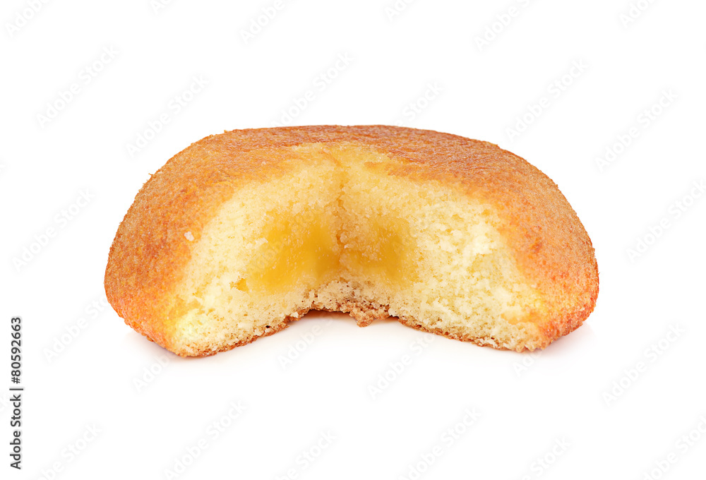 puff cake and cream isolated on white background puff cake and cream isolated on white background