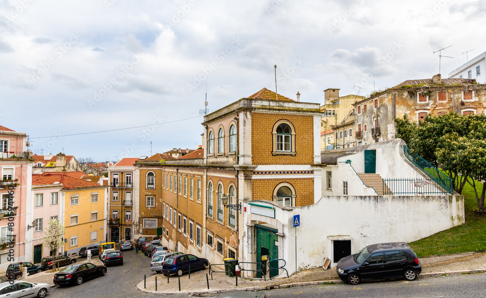Buildings in the historic center of Lisbon - Portugal