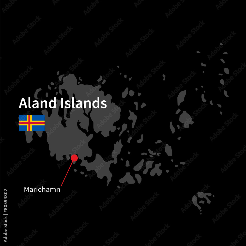 Detailed map of Aland Islands and capital city Mariehamn with Detailed map of Aland Islands and capital city Mariehamn with