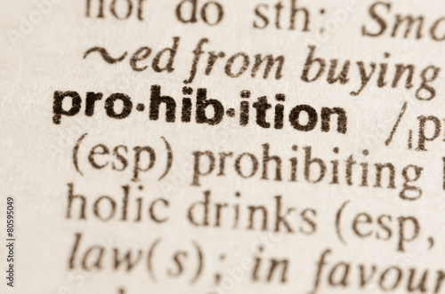 Dictionary definition of word prohibition
