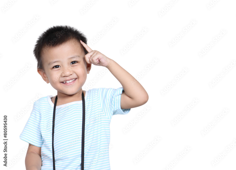 Happy Kid thinking, isolated on white background Happy Kid thinking, isolated on white background