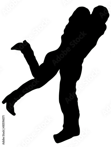 Stürmische Umarmung eines Paares, Silhouette