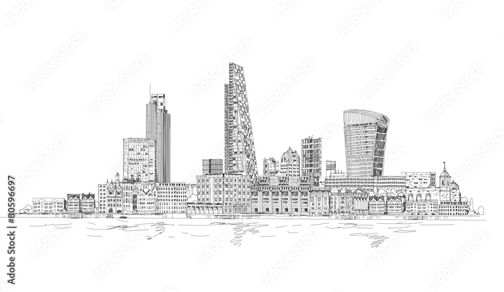 London, City view from the Thames river. Sketch collection London, City view from the Thames river. Sketch collection
