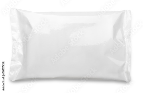 Blank plastic pouch food packaging isolated on white background