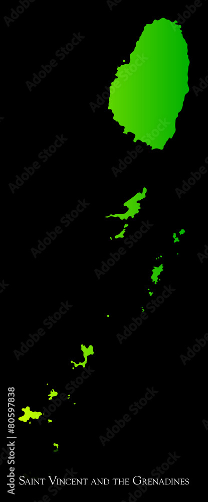 Saint Vincent and the Grenadines green shiny map Saint Vincent and the Grenadines green shiny map