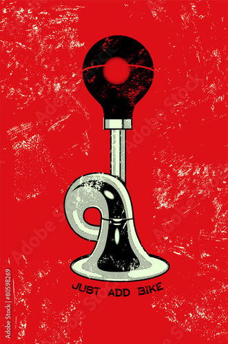 Retro grunge poster with klaxon. Vector illustration.