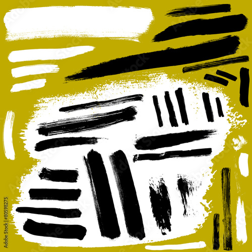 vector ink brush stains set