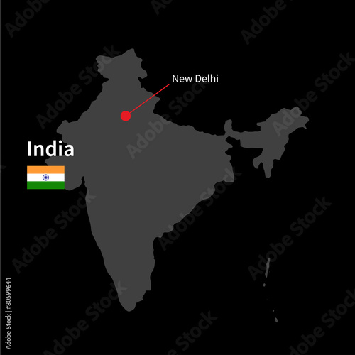 New Delhi In Map Of India Detailed Map Of India And Capital City New Delhi With Flag On Stock Vector  | Adobe Stock