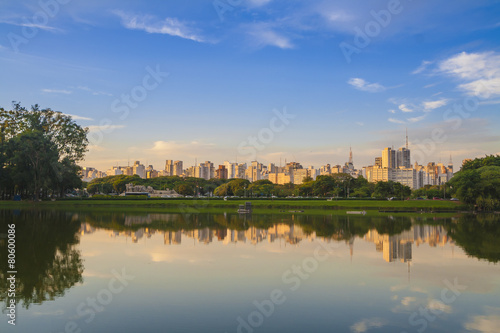 Beautiful view of a pond at Ibirapuera park Sao Paulo, Brazil