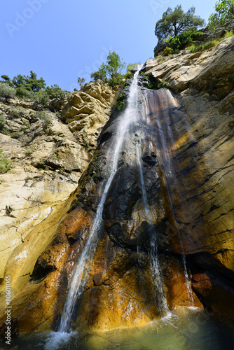 waterfall over rocks on Goekceada island, Turkey