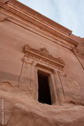 Nabatean tomb in Madaîn Saleh archeological site, Saudi Arabia photo