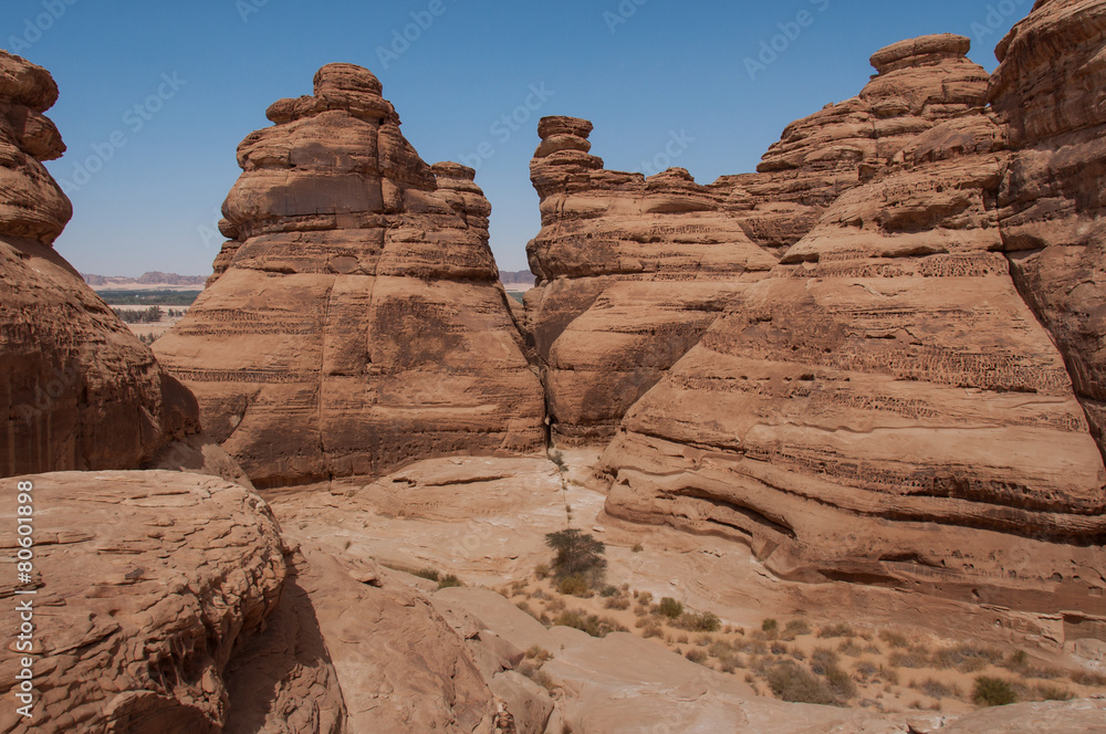 Rock formations in Madaîn Saleh, Saudi Arabia Rock formations in Madaîn Saleh, Saudi Arabia
