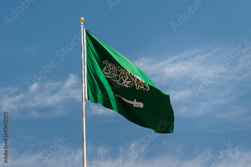 National flag of Saudi Arabia, in Madaîn Saleh photo