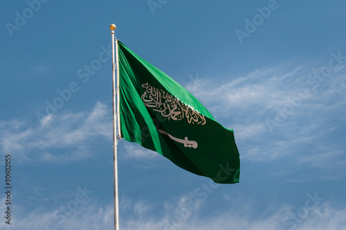 Foto National flag of Saudi Arabia, in Madaîn Saleh
