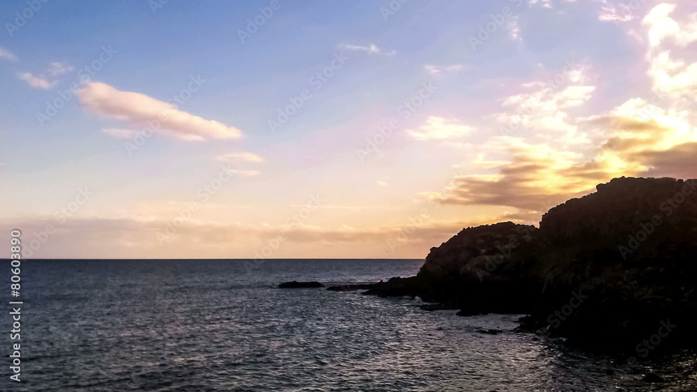 Timelapse of coast or shore of ocean at sunset Timelapse of coast or shore of ocean at sunset