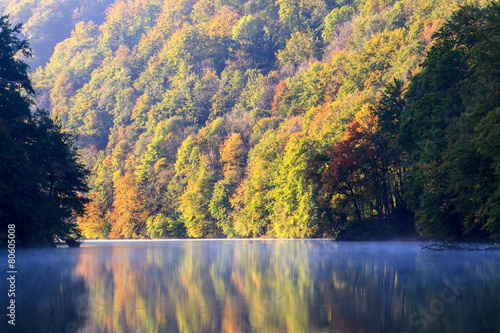 Fototapeta Naklejka Na Ścianę i Meble -  Forest lake morning in autumn