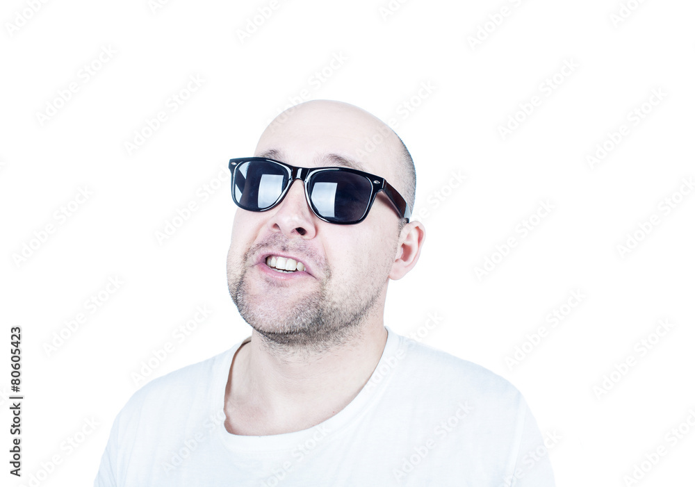 Funny guy in sunglasses posing Funny guy in sunglasses posing