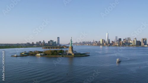 Aerial view of  Statue of Liberty, New York City