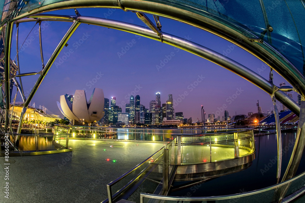 Naklejka premium Singapore City Skyline at Night