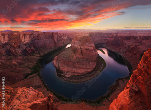 Amazing Sunset Vista of Horseshoe Bend in Page, Arizona