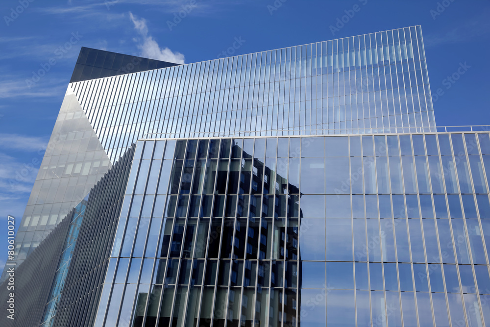 modern geometric abstraction glass windows of a skyscraper