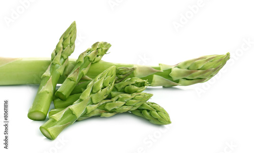 Bunch of fresh asparagus isolated on white