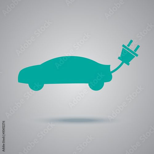 electric, car, icon, flat, vector, illustration