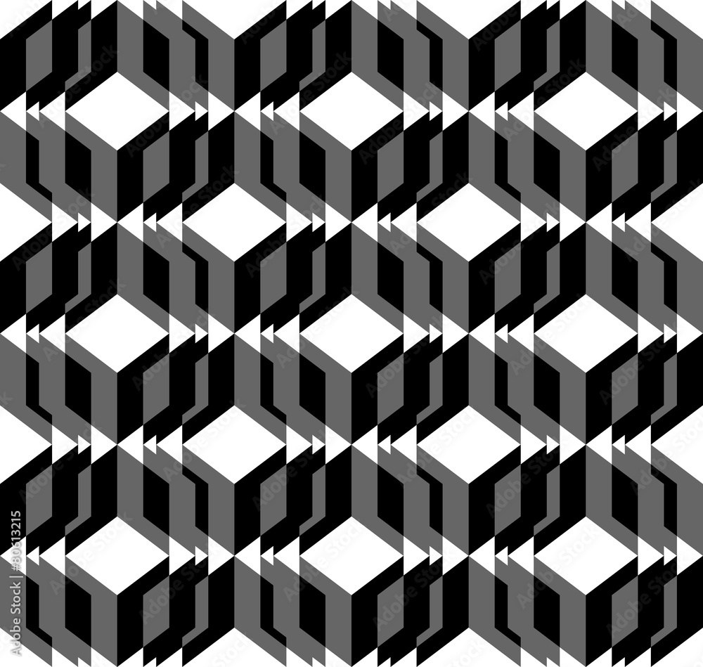 Obraz premium Black and white geometric seamless pattern, abstract background.