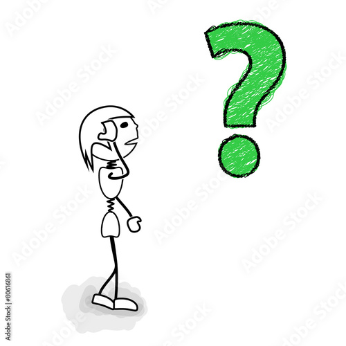 Stickman walking with questions