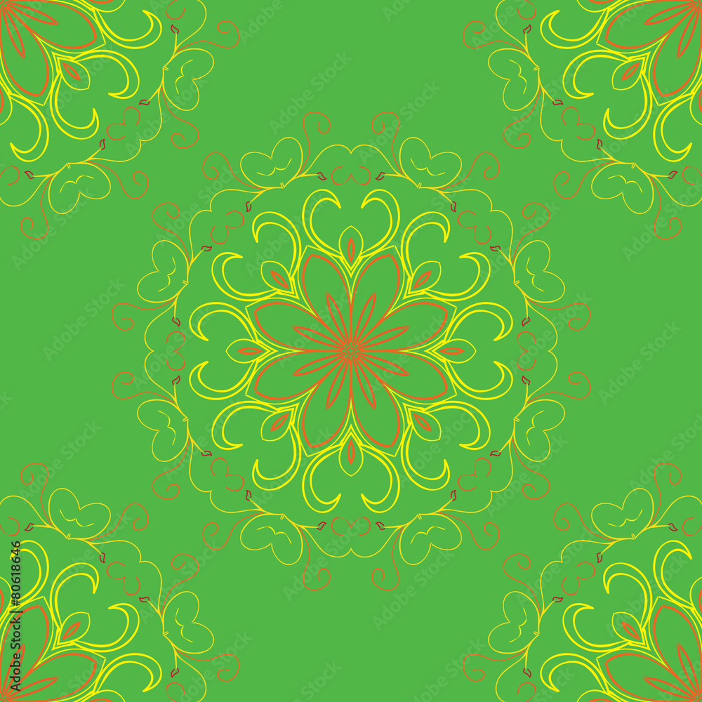 Round seamless floral ornament pattern. Vector. Round seamless floral ornament pattern. Vector.