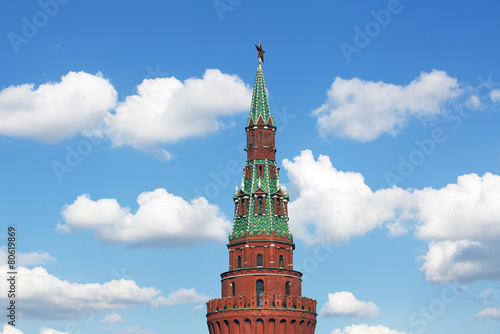 Moscow Kremlin tower and clouds