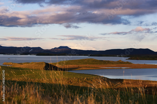 Beautiful landscape panorama with famous icelandic lake region m