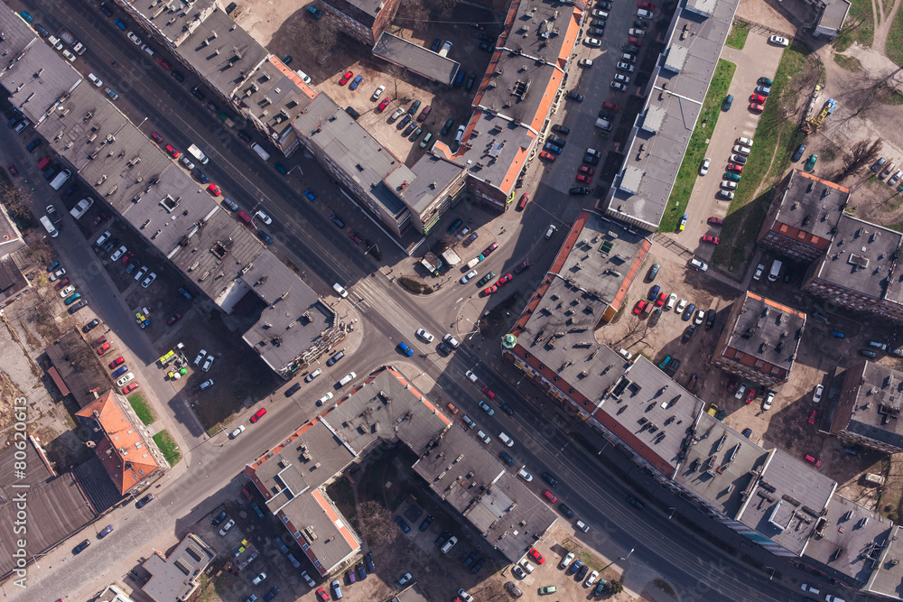 Obraz premium aerial view of wrocław city suburbs